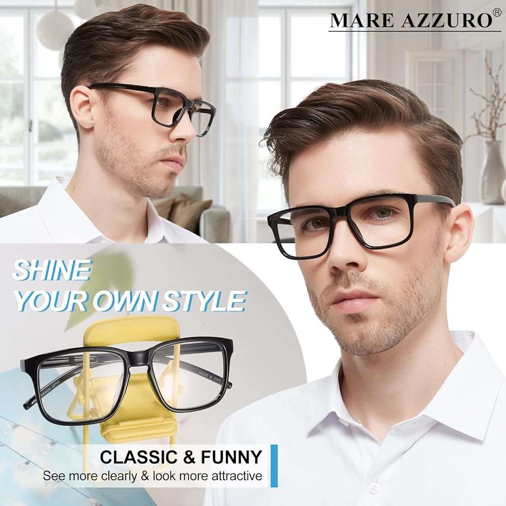 MARE AZZURO Oversized Reading Glasses Men Large Square Readers 1.0 1.25 1.5 1.75 2.0 2.25 2.5 2.75 3.0 3.5 4.0 5.0 6.0 - Image 2