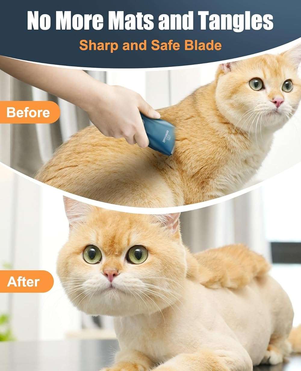 oneisall Pet Clipper for Cat Matted Hair, Pet Shaver for Cats Quiet Pet Clippers Waterproof Cordless Cat Clippers for Matted Long Hair with Storage Bag (Green) - Image 3