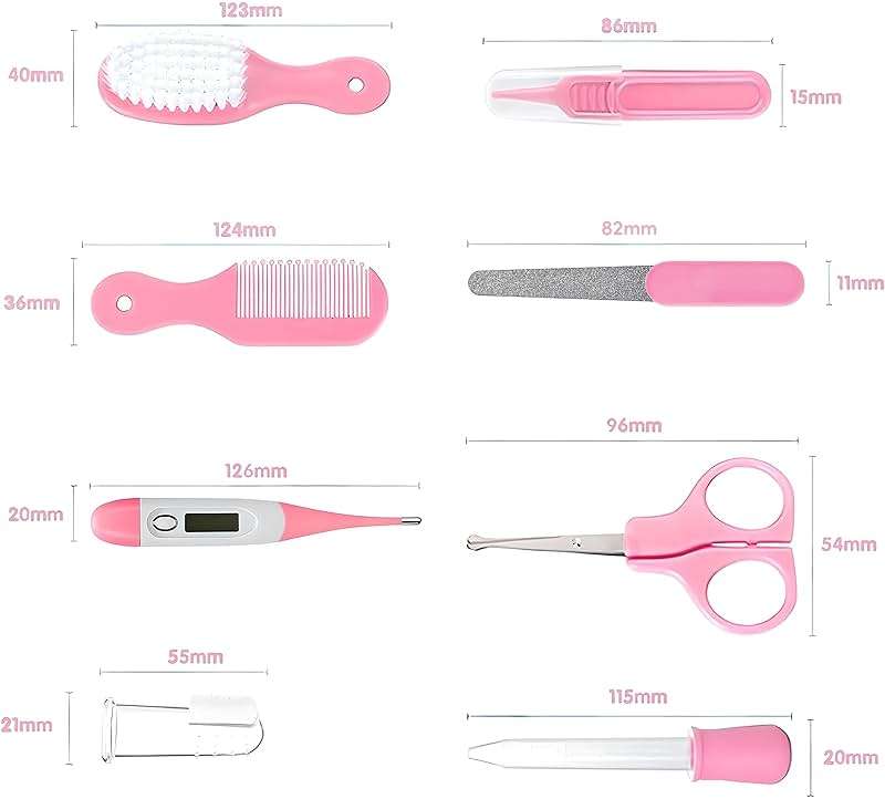 Baby Grooming Kit, Infant Safety Care Set with Hair Brush Comb Nail Clipper Nasal Aspirator,Baby Essentials Kit for Newborn Girls Boys (Pink Baby Grooming kit) - Image 4