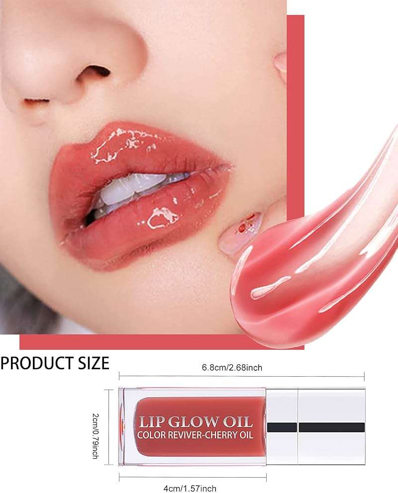 Plumping Lip Glow Oil,Hydrating Tinted Lip Oil Gloss,Glow Reviver Lip Oil,Long Lasting Moisturizing Clear Lip Plumper Oil Tint for Lip Care Dry Lip,Christmas Makeup Gift for Women (#012 Rosewood) - Image 6