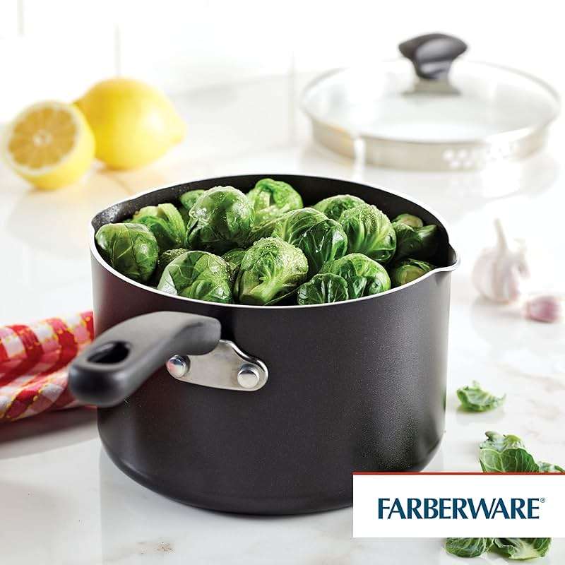 Farberware Cookstart Aluminum DiamondMax Straining Nonstick Saucepan, 3-Quart, Black - Image 2