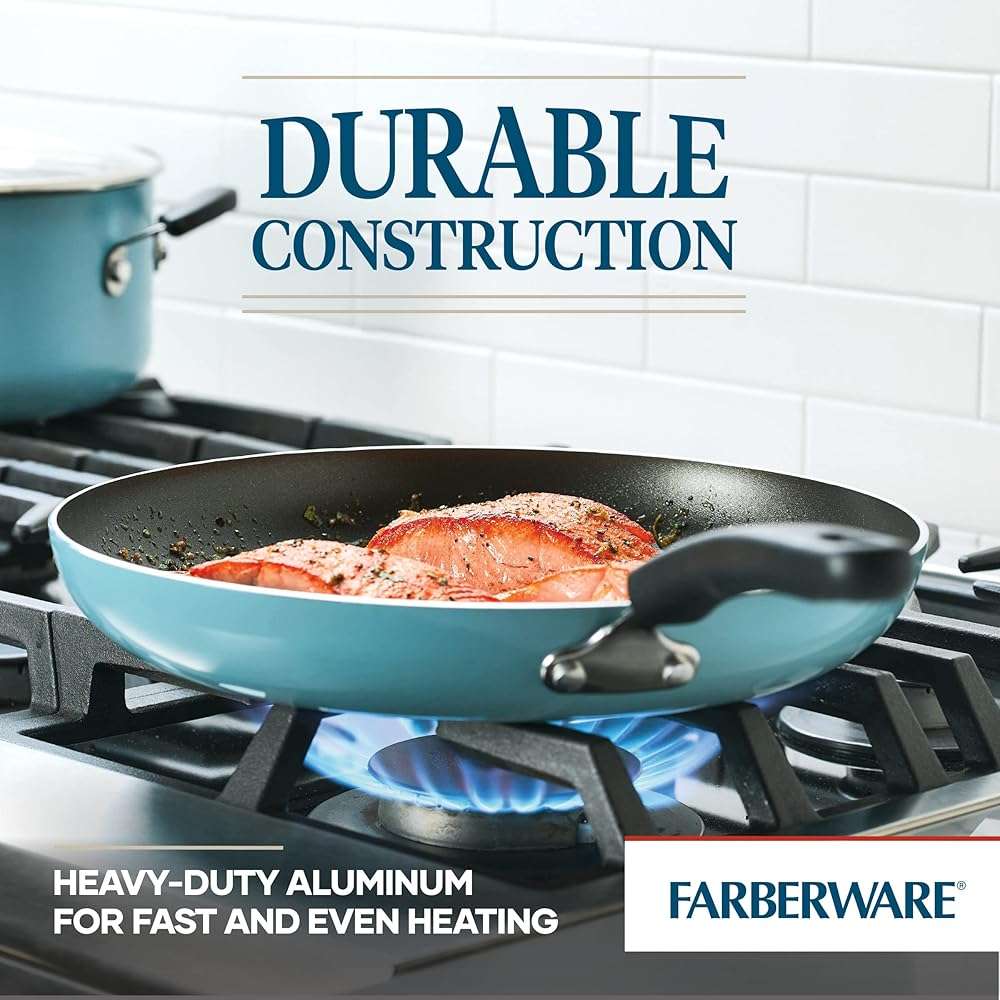 Farberware Cookstart Aluminum DiamondMax Nonstick Frying Pan, Large Skillet, 12.25-Inch, Aqua - Image 3
