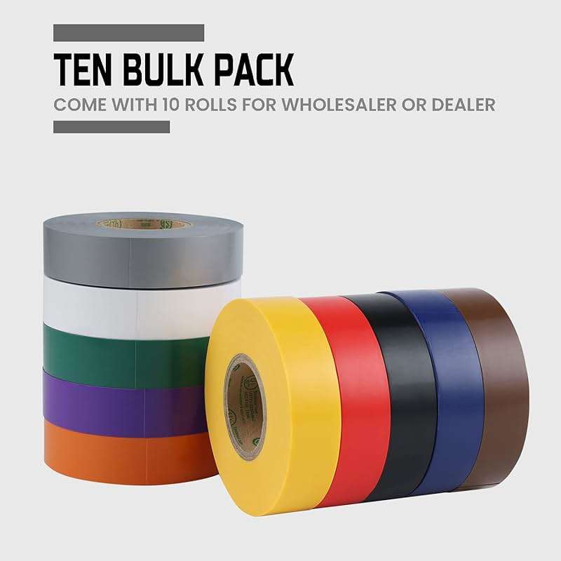 Lichamp 10-Pack Colored Electrical Tape Waterproof,3/4 inx66ft,Industrial Grade UL/CSA Listed High Temp Electrical Tape 10 Colors Electric Super Vinyl - Image 5