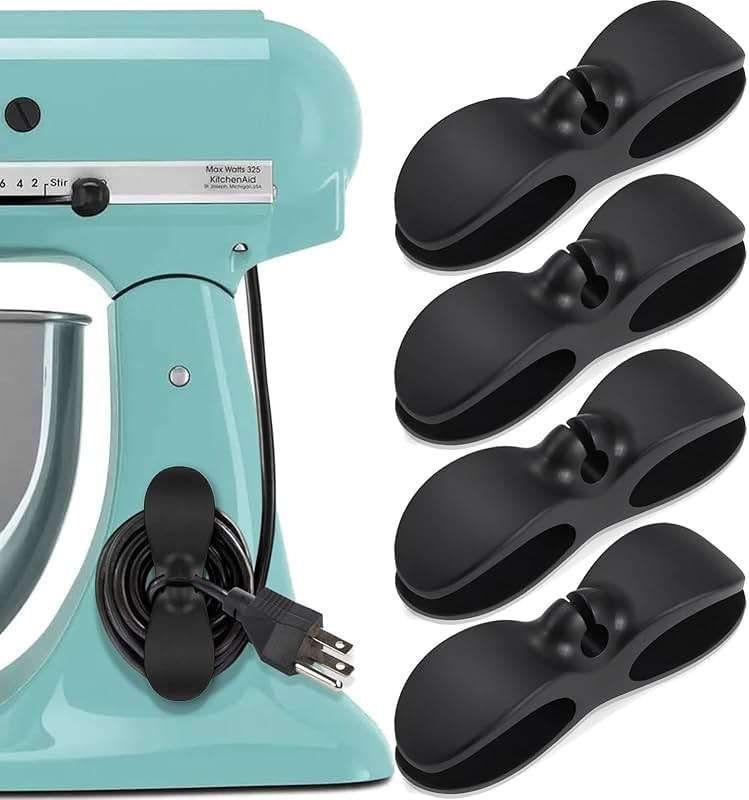 SisBroo Cord Organizer for Appliances, 4PCS Kitchen Appliance Cord Winder Cord Organizers, Cord Holder Cord Wrapper for Appliances Stick on Pressure Cooker, Mixer, Blender, Coffee Maker, Air Fryer - Image 1