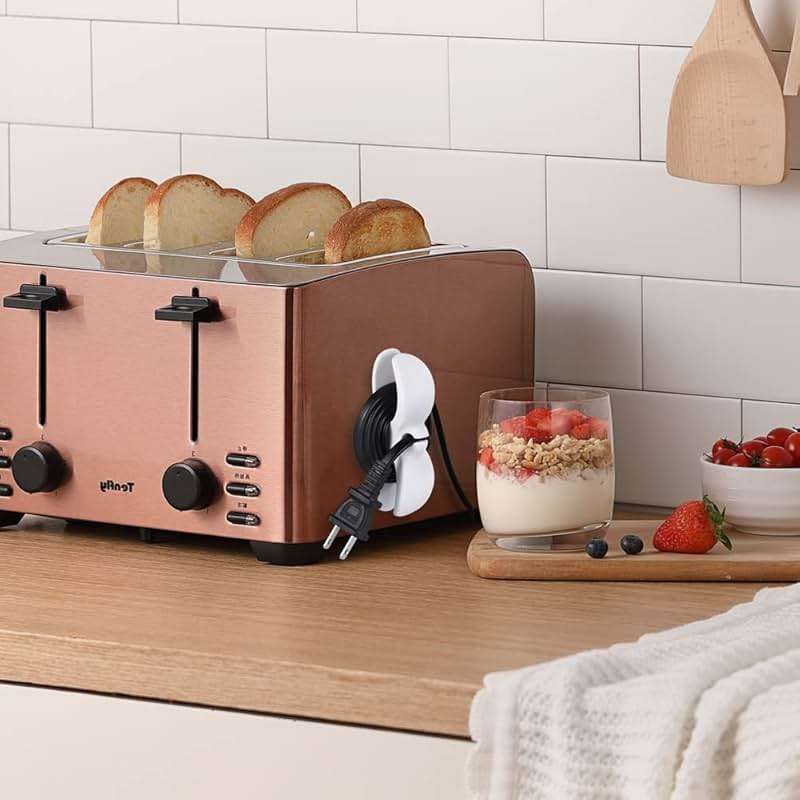 SisBroo Cord Organizer for Appliances, 4PCS Kitchen Appliance Cord Winder Cord Organizers, Cord Holder Cord Wrapper for Appliances Stick on Pressure Cooker, Mixer, Blender, Coffee Maker, Air Fryer - Image 2