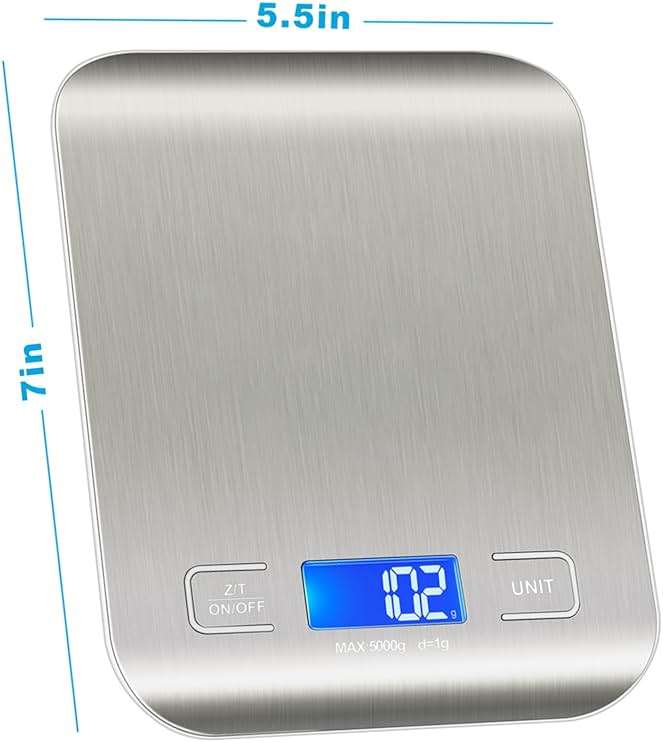 WIWUE GUO Food Scale, Kitchen Scale, Weight Scale Grams and Ounces for Weight Loss, Baking, Cooking, Keto and Meal Prep, LCD Display, 304 Stainless Steel - Image 6
