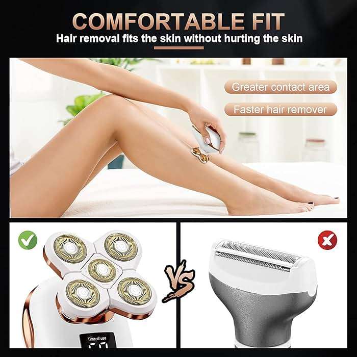 TAYAYO 2-in-1 Electric Razors for Women, Wet/Dry 5D Razor & Hair Trimmer with USB Adapter Charging Cable,5D Rechargeable Rotary Shaver Lithium-Ion Battery, Water Resistant Grooming Kit Color B - Image 5