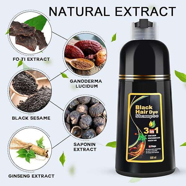 cosmpro Black Hair Dye Shampoo 3 in 1 for Women/Men for Gray Coverage Instant Hair Color Shampoo Semi Permanent Champu Para Cana - Image 5