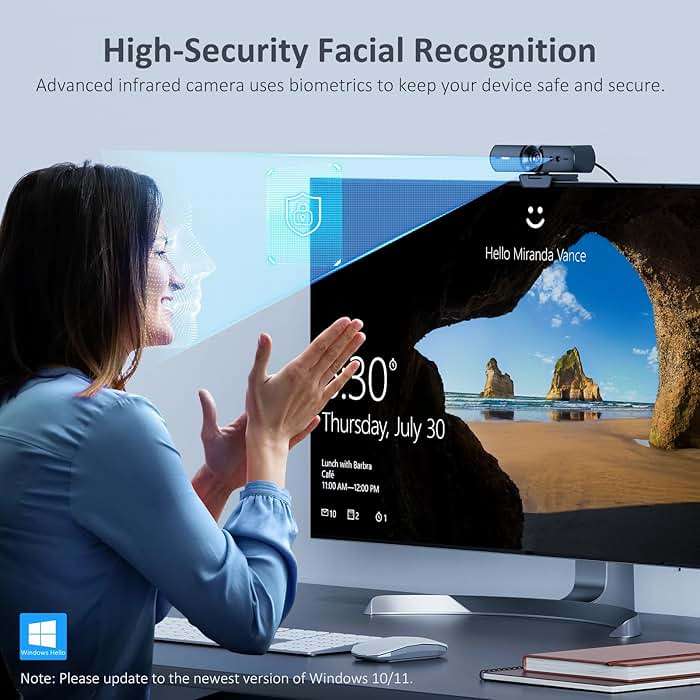 NexiGo HelloCam, 1080P Webcam with Windows Hello, True Privacy, Automatic Electronic Shutter, Computer Camera, Microphone, Facial Enhancement, HD USB Web Cam - Image 2