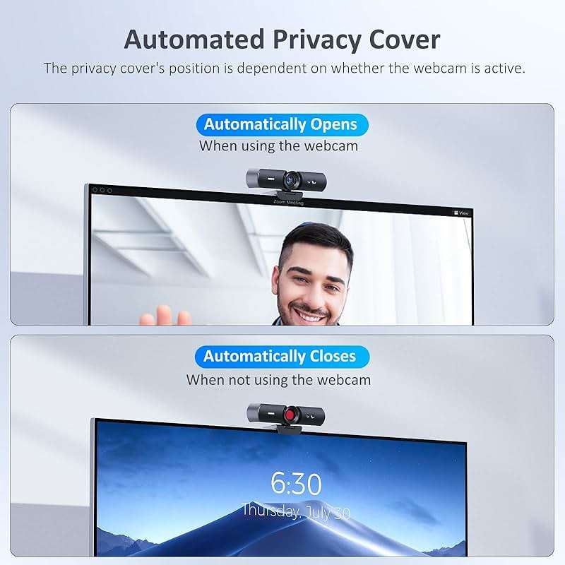 NexiGo HelloCam, 1080P Webcam with Windows Hello, True Privacy, Automatic Electronic Shutter, Computer Camera, Microphone, Facial Enhancement, HD USB Web Cam - Image 3