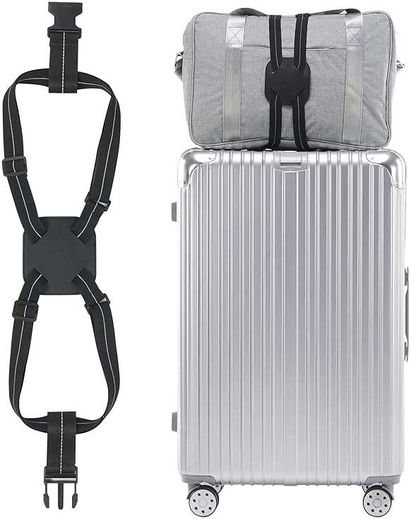 Travelkin Luggage Straps for Suitcases, Luggage Bungee Straps for Attaching Bags, Travel Essentials for Suitcases Add a Bag (Black) - Image 1