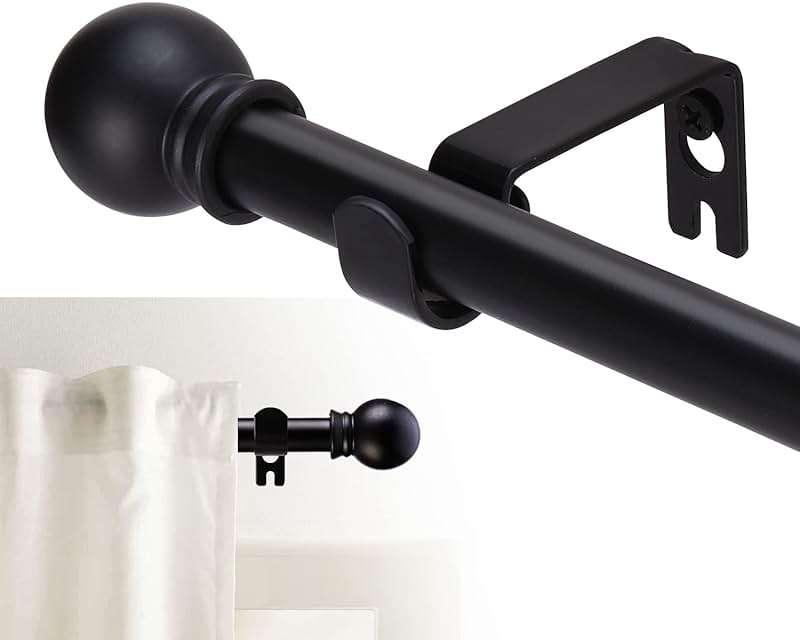 GXOACKJ Curtain Rods for windows 32-48 inch, 5/8 inch Decorative Curtain Rod Set, Matte Black Splicing Heavy Duty Metal Curtain Rod with Brackets - Image 1