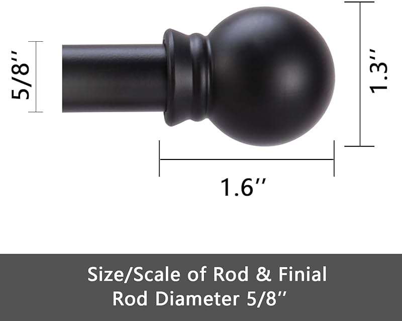GXOACKJ Curtain Rods for windows 32-48 inch, 5/8 inch Decorative Curtain Rod Set, Matte Black Splicing Heavy Duty Metal Curtain Rod with Brackets - Image 3