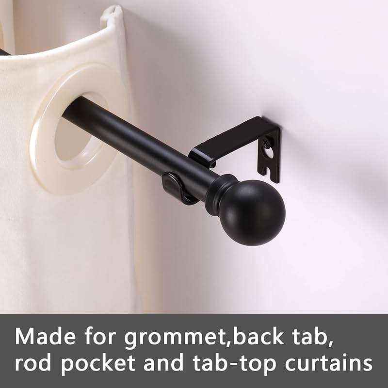 GXOACKJ Curtain Rods for windows 32-48 inch, 5/8 inch Decorative Curtain Rod Set, Matte Black Splicing Heavy Duty Metal Curtain Rod with Brackets - Image 5