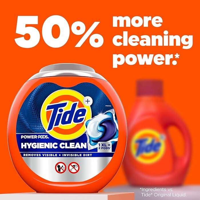 Tide Hygienic Clean Power PODS Laundry Detergent Pacs, Original Scent, 45 Count, Removes Visible and Invisible Dirt - Image 7