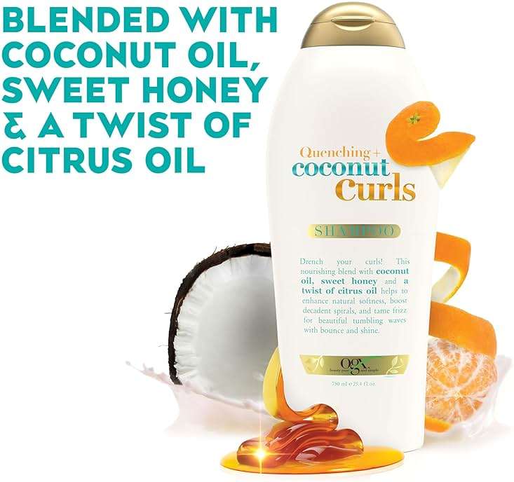 OGX Quenching + Coconut Curls, Moisturizing Shampoo for Curly Hair, Detangling, Curl Enhancing, 25.4 fl oz - Image 3