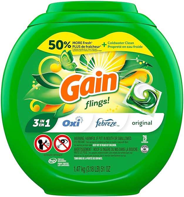 Gain Flings Liquid Washing Detergent Pacs, Now with Odor Defense + Color Guard, Original Scent, 4-In-1 Liquid Laundry Detergent Pods, Clean & Fresh, 76 Count (Packaging May Vary) - Image 12