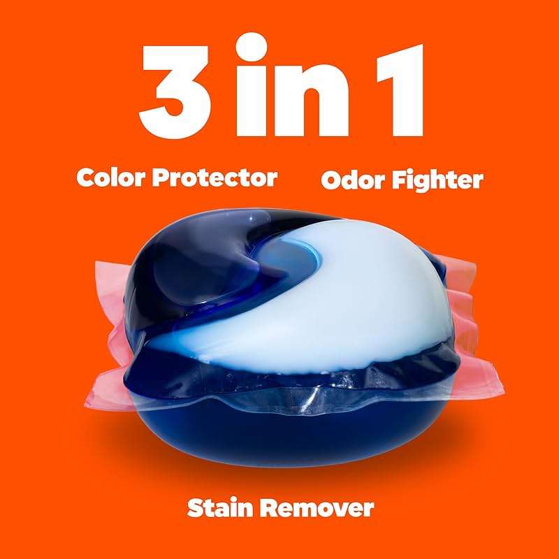 Tide PODS laundry detergent pacs, 3-in-1 Stain Remover, Odor Fighter, Color Protector, 76 Count, HE compatible, Original Scent - Image 3