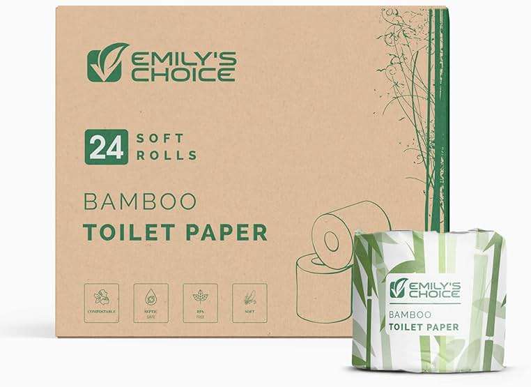 Emily's Choice Bamboo Toilet Paper, 24 Soft Rolls, 3-Ply, 200 Sheet per Roll, Tree Free Product, 100% Bamboo Pulp, Soft, TCF - Image 1