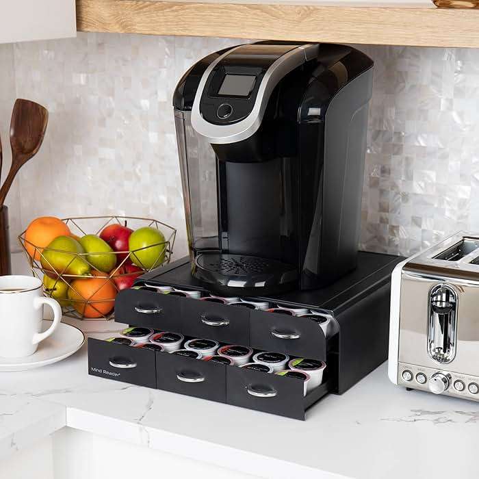 Mind Reader 72 Pod Coffee Drawer Organizer, 2 Tier Storage for Single Serve Pods, Coffee Machine Base, Countertop Pod Holder, Black - Image 2