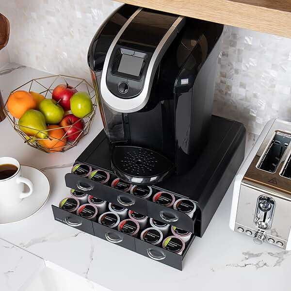 Mind Reader 72 Pod Coffee Drawer Organizer, 2 Tier Storage for Single Serve Pods, Coffee Machine Base, Countertop Pod Holder, Black - Image 6