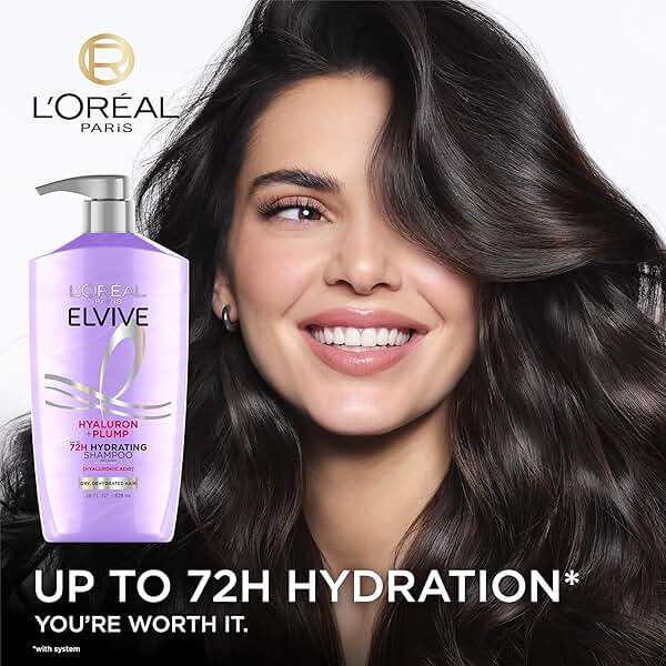 L'Oreal Paris Elvive Hyaluron Plump Shampoo and Conditioner Set for Dry, Dehydrated Hair, 72H Hydrating Hair Care, Infused with Hyaluronic Acid Complex, 53 Fl Oz Set - Image 3