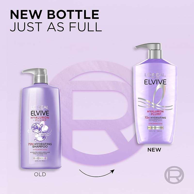 L'Oreal Paris Elvive Hyaluron Plump Shampoo and Conditioner Set for Dry, Dehydrated Hair, 72H Hydrating Hair Care, Infused with Hyaluronic Acid Complex, 53 Fl Oz Set - Image 5