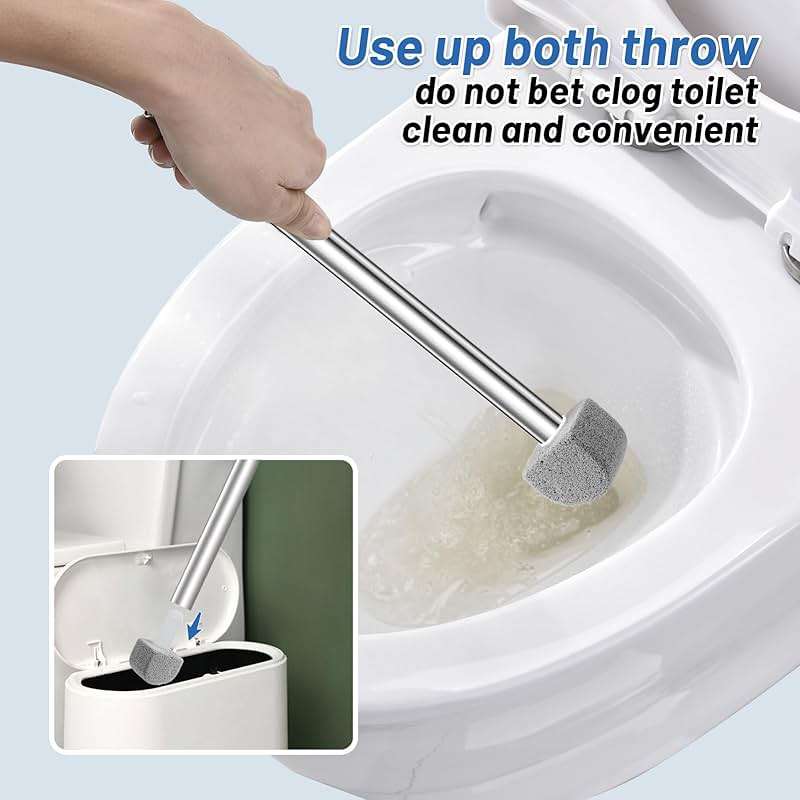 YINGMORE Pumice Stone Toilet Bowl Cleaner Toilet Deep Cleaning,Bathroom Cleaner Brush with Long Handle for Remove Hard Water Stains with Toilet Handle+ Pumice Stones - Image 5