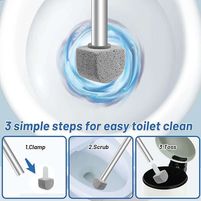 YINGMORE Pumice Stone Toilet Bowl Cleaner Toilet Deep Cleaning,Bathroom Cleaner Brush with Long Handle for Remove Hard Water Stains with Toilet Handle+ Pumice Stones - Image 6