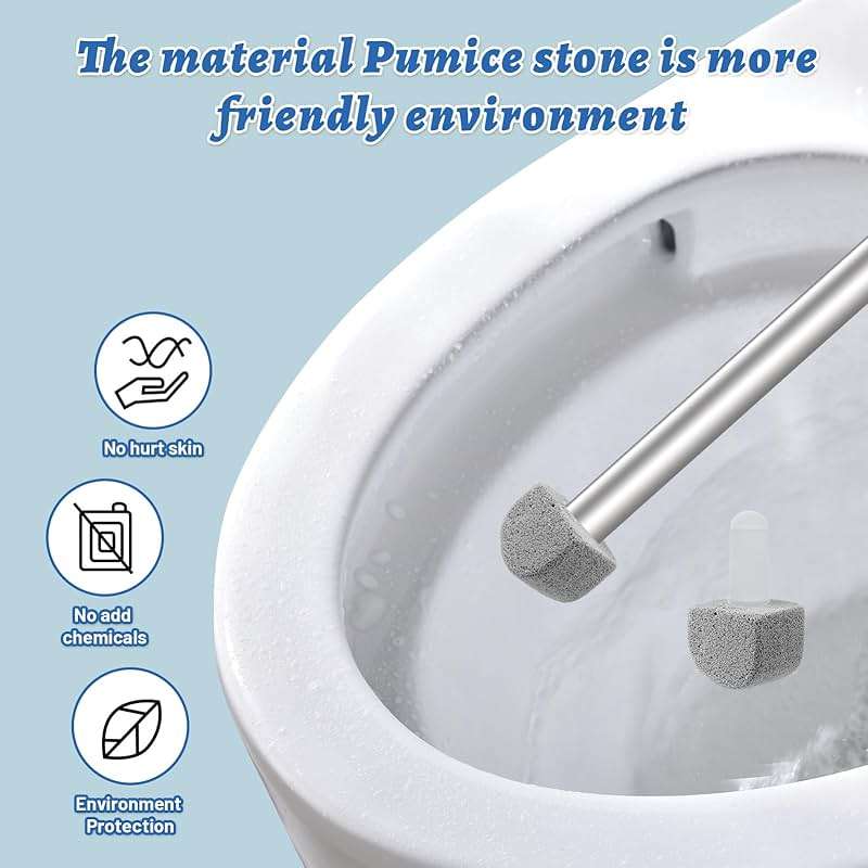 YINGMORE Pumice Stone Toilet Bowl Cleaner Toilet Deep Cleaning,Bathroom Cleaner Brush with Long Handle for Remove Hard Water Stains with Toilet Handle+ Pumice Stones - Image 7
