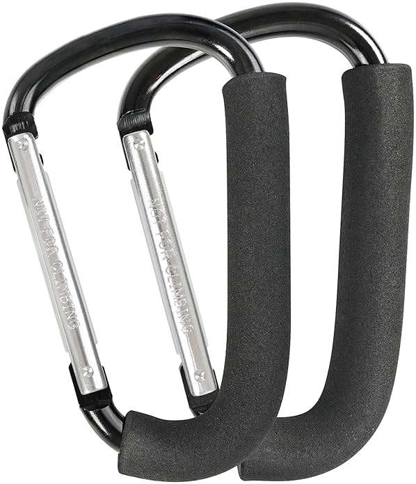 Stroller Hooks, 6.3" Large Stroller Clip, 2 Pack Stroller Hooks for Hanging Bags and Shopping, Stroller Accessories for Mommy, Large Carabiner - Image 2