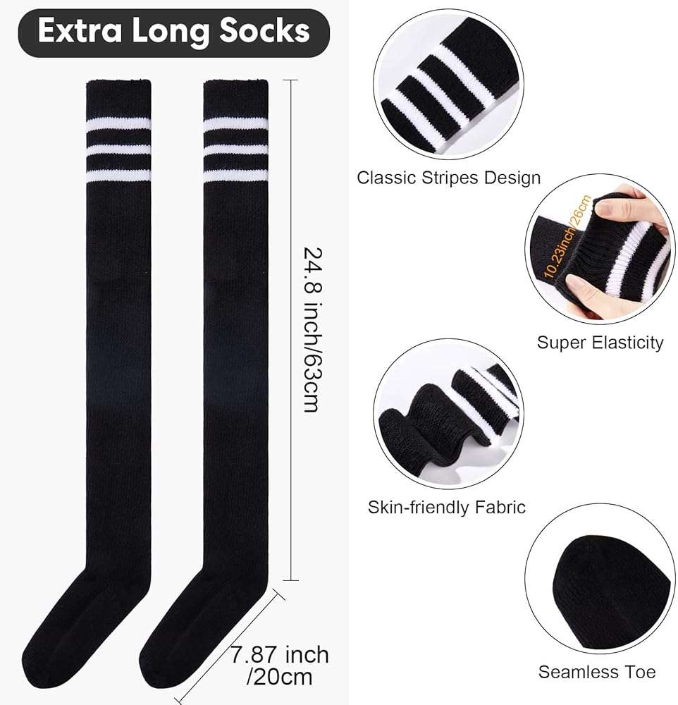Moon Wood Women Thigh High Socks Long Over the Knee High Socks Striped above the knee Leg Warmers - Image 3