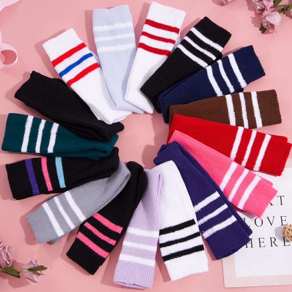Moon Wood Women Thigh High Socks Long Over the Knee High Socks Striped above the knee Leg Warmers - Image 7