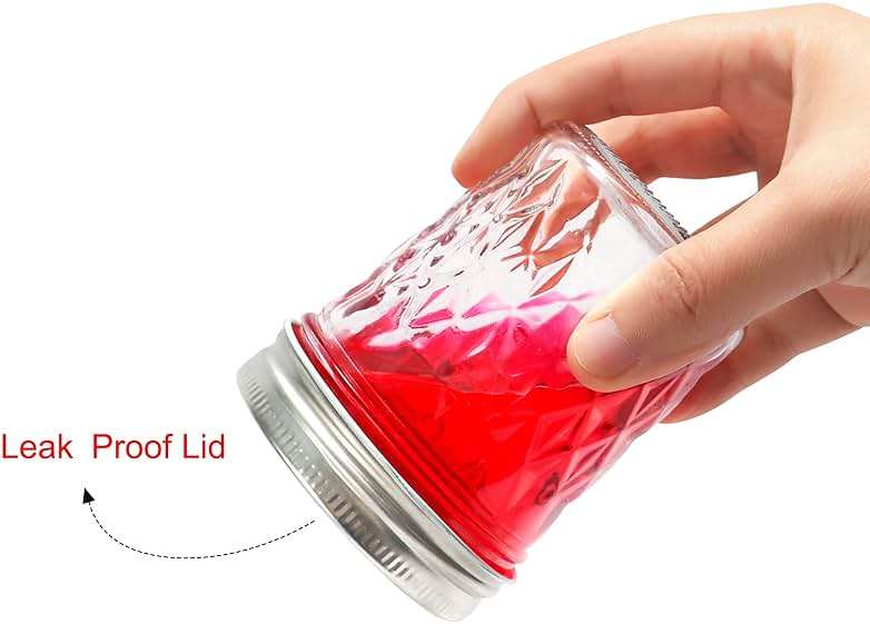 Small Mason Jars 6 oz with Airtight Silver Lids,12 Pack 200ml Glass Diamond Canning Jar,Wide Mouth Jam Jars for Jelly,Salad,Preserving,Fermenting,Wedding Favors(Labels and Chalk Marker Included) - Image 7