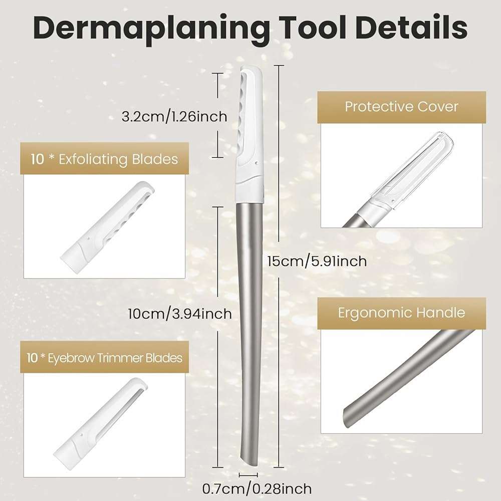 Dermaplaning Tool for Face Exfoliation, with 20 Replaceable Blades, Facial Shaver/Eyebrow Razor, Peach Fuzz Removal Eyebrow Shaper for Women, Easy to Use Dermaplaner Help Exfoliate and Smooth Skin - Image 5
