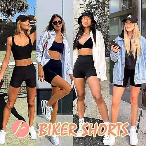 FULLSOFT 4 Pack Biker Shorts for Women with Pockets – 5" High Waisted Tummy Control Workout Yoga Running Gym Tennis Shorts - Image 2