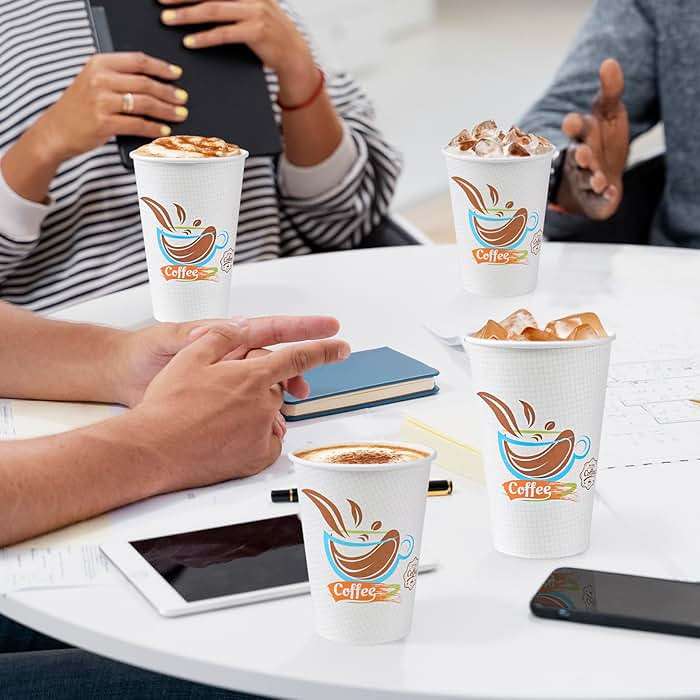Lamosi 180 Pack 16 oz Coffee Cups, Paper Coffee Cups, Disposable Leakproof Cup for Cold Drinks or Hot Beverages - Image 5