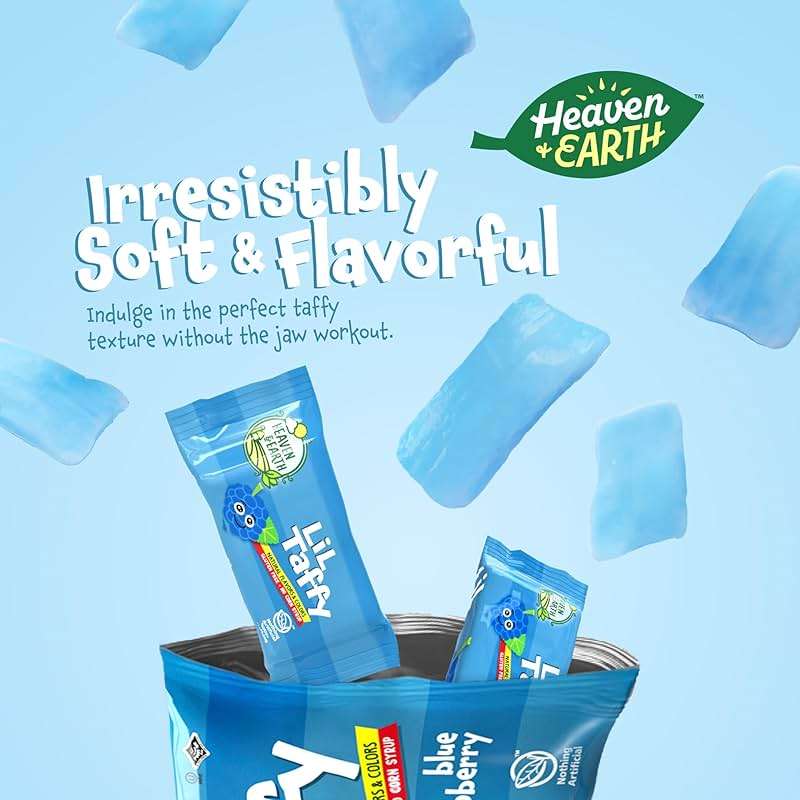 Heaven & Earth Blueberry Raspberry Lil Taffy (Approx. 40 Count) | Dye Free Candy | Natural Colors & Flavors | No High Fructose Corn Syrup | Gluten Free | Kosher | Goody Bag and Pinata Fillers - Image 3
