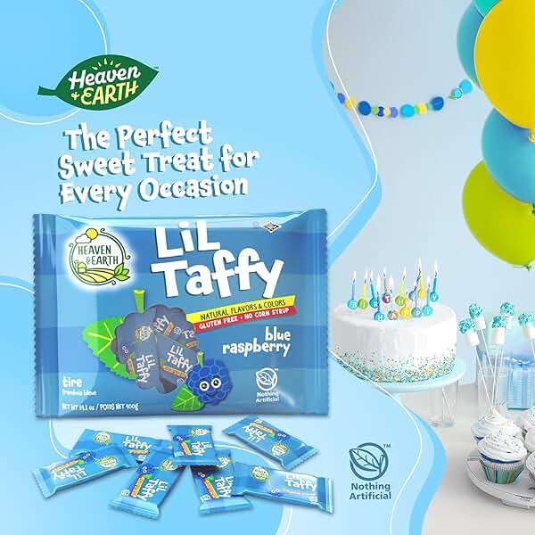 Heaven & Earth Blueberry Raspberry Lil Taffy (Approx. 40 Count) | Dye Free Candy | Natural Colors & Flavors | No High Fructose Corn Syrup | Gluten Free | Kosher | Goody Bag and Pinata Fillers - Image 4