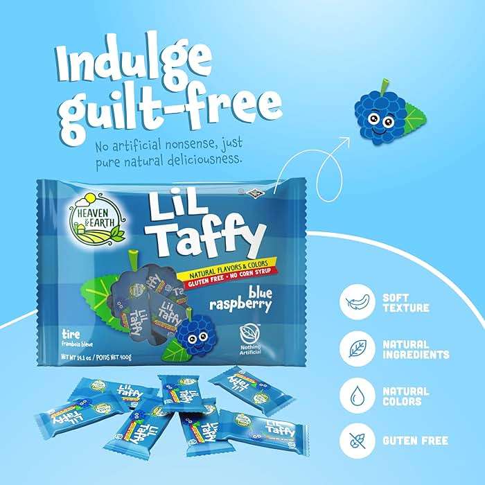 Heaven & Earth Blueberry Raspberry Lil Taffy (Approx. 40 Count) | Dye Free Candy | Natural Colors & Flavors | No High Fructose Corn Syrup | Gluten Free | Kosher | Goody Bag and Pinata Fillers - Image 5