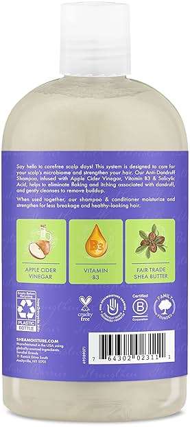 SheaMoisture Anti-Dandruff Shampoo Apple Cider Vinegar & Salicylic Acid For Removing Buildup System For A Healthier Scalp 13 Oz - Image 2