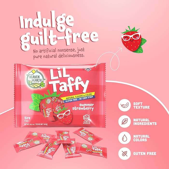 Heaven & Earth Summer Strawberry Lil Taffy (Approx. 40 Count) | Dye Free Candy | Natural Colors & Flavors | No High Fructose Corn Syrup | Gluten Free | Kosher | Goody Bag and Pinata Fillers - Image 5