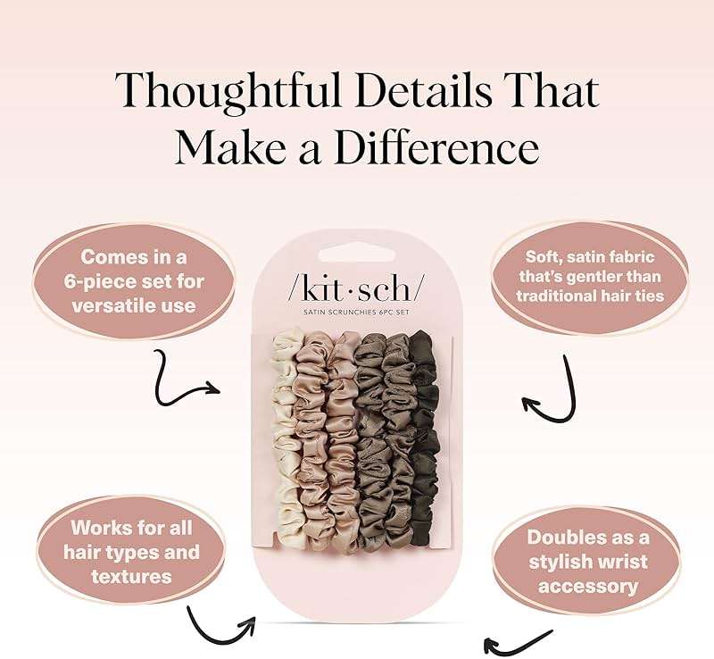 Kitsch Ultra-Petite Satin Scrunchies for Women - No Crease, Frizz-Free Sleep | Softer Than Silk Scrunchies Gentle On Hair Scrunchies for All Hair Types | Stylish Hair Accessories - Eucalyptus, 6pcs - Image 4