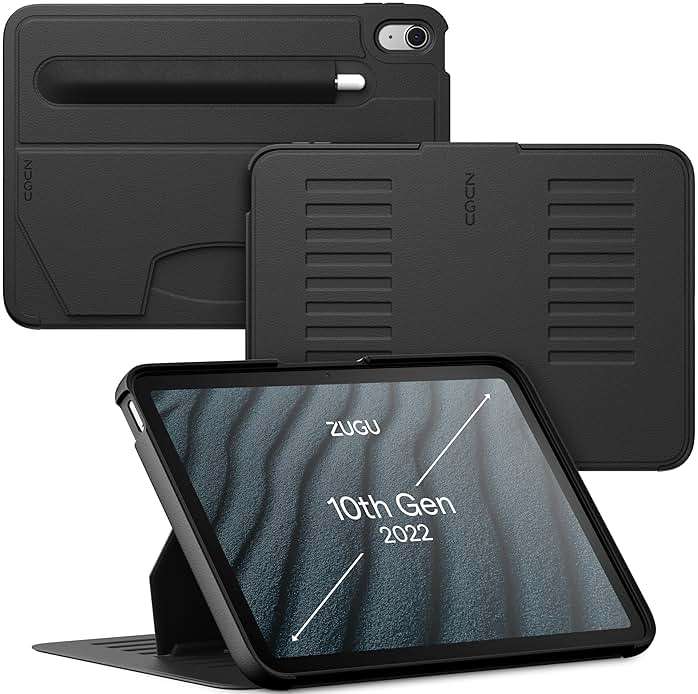 ZUGU CASE for iPad A16 11th Generation 11 Inch (2025), 10th Gen 10.9 Inch (2022) Magnetic Stand & Sleep/Wake Cover, Model #s A3354, A3355, A3356, A2696, A2757, A2777, Stealth Black - Image 2