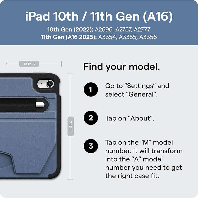 ZUGU CASE for iPad A16 11th Generation 11 Inch (2025), 10th Gen 10.9 Inch (2022) Magnetic Stand & Sleep/Wake Cover, Model #s A3354, A3355, A3356, A2696, A2757, A2777, Stealth Black - Image 3