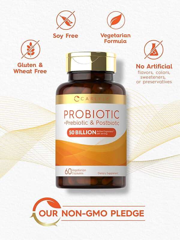 Carlyle Probiotic for Women and Men | 50 Billion CFU | 60 Capsules | Plus Prebiotic and Postbiotic | Complex Supplement | Vegetarian, Non-GMO, and Gluten Free - Image 4