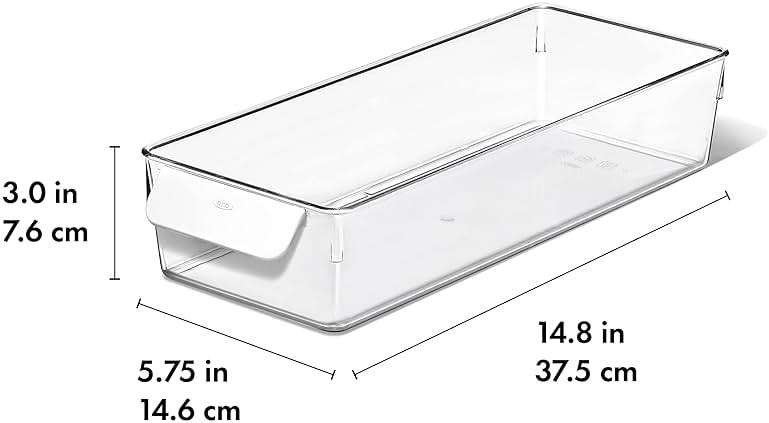 OXO Good Grips Fridge Organization Bin 5 in x 14 in - for Yogurt Cups, Small Produce, Berry Bins and More - Image 3