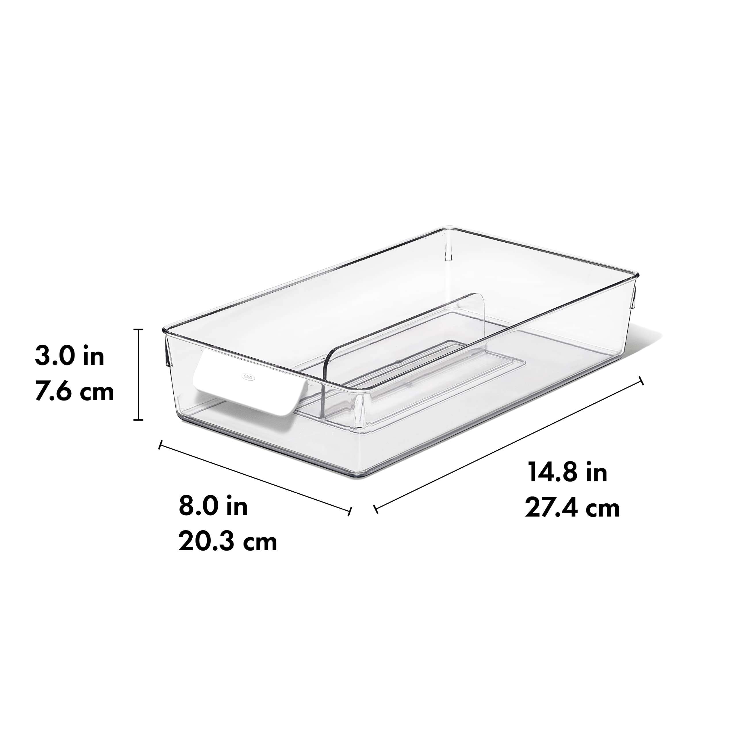 OXO Good Grips Adjustable Fridge Storage Bin - for Condiments, Juice Pouches, Snack Cups and More - Image 2