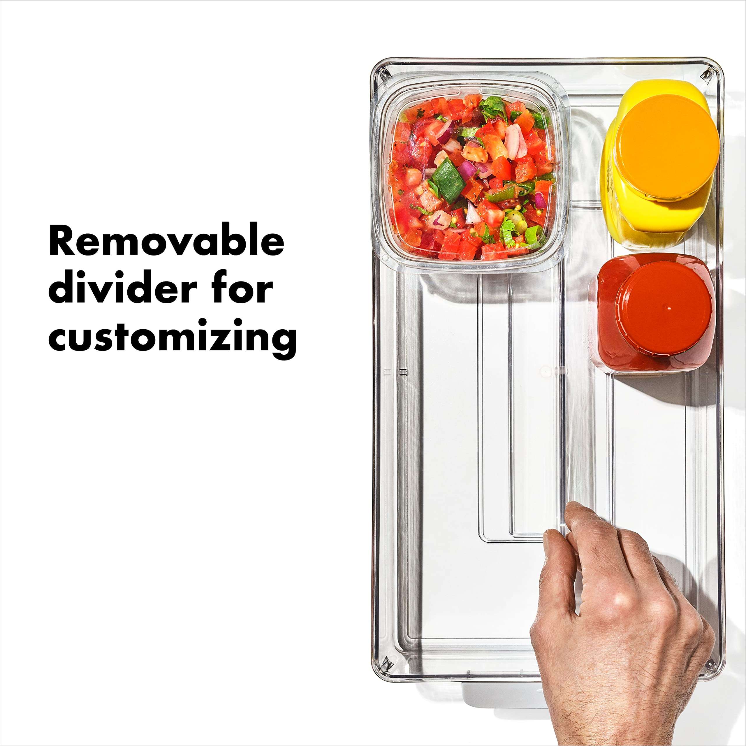 OXO Good Grips Adjustable Fridge Storage Bin - for Condiments, Juice Pouches, Snack Cups and More - Image 3