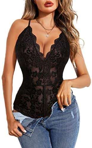 Avidlove Sexy Lingerie for Women Deep V Teddy Sheer Lace Bodysuit Snap Crotch One Piece Babydoll - Image 7